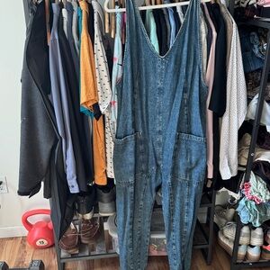 Free People Indigo Denim Overalls